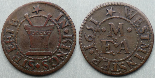 King Street (westminster), E M (A) 1651 farthing